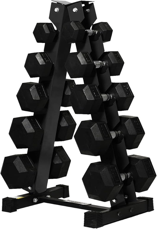 RITFIT 300/350/450/650/180/200/210 LB Rubber Hex Dumbbells Set with Optional Dumbbell Rack, Multi Weight Set to Choose, Ideal for Home Gym and Fitness-FlexoryFit