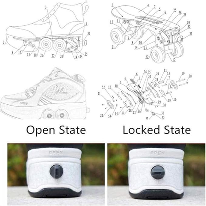 Double-Row Deform Wheel Automatic Walking Shoes Invisible Deformation Roller Skate 2 in 1 Removable Pulley Skates Skating Parkour-FlexoryFit