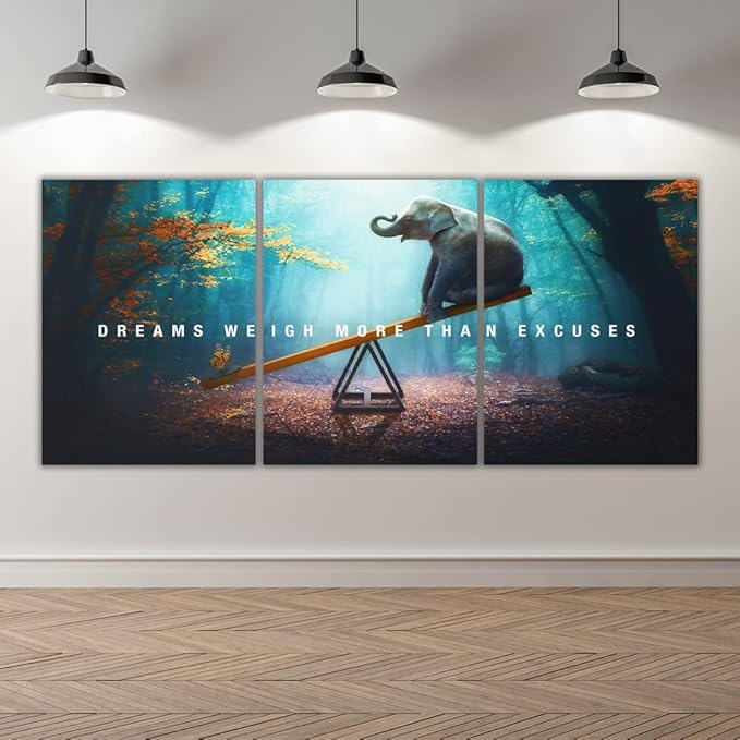 Yetaryy Motivational Poster Inspirational Wall Art 3 Pieces Canvas Painting Lion Artwork for Living Room Office Modern Home Decor Prints Pictures Wall Decor Framed Ready to Hang [36''Wx 16''H]-FlexoryFit