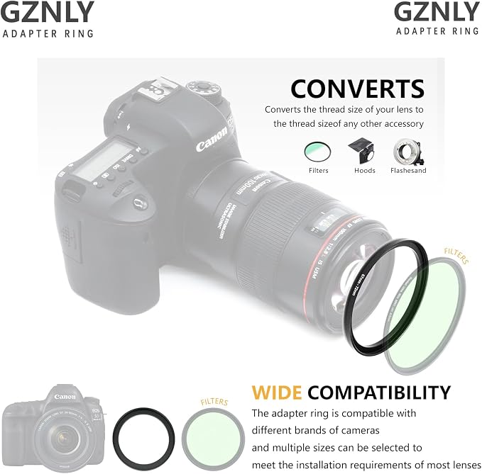 55mm to 77mm Step-up Adapter Rings Filter Adapter Black Metal Step Down Filter - Image 4