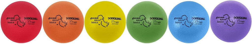 Champion Sports Rhino Skin Dodgeball Set – 6 Soft Foam Dodgeballs with Tear-Resistant Coating, Grip Surface, Low Bounce, Mesh Bag, Indoor & Outdoor Playground or PE Class Ball Set – 6” or 7”