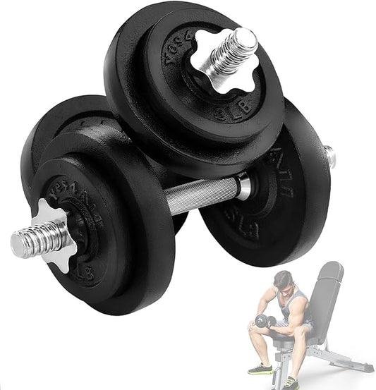 Yes4All Adjustable Dumbbell Set with Weight Plates/Connector - Exercise & Workout Equipment - Size Options 40lbs to 200lbs-FlexoryFit