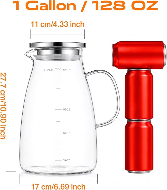 1 Gallon 128oz Glass Pitcher, Water Pitcher - Image 5