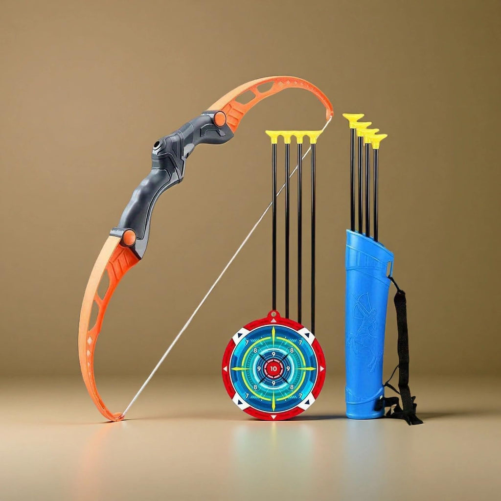 Kids Bow and Arrow Set Age 4-6 | Outdoor Toy with 8 Safety Arrows|Blue Orange Archery Gift for Boys Girls Birthday Party (Orange)