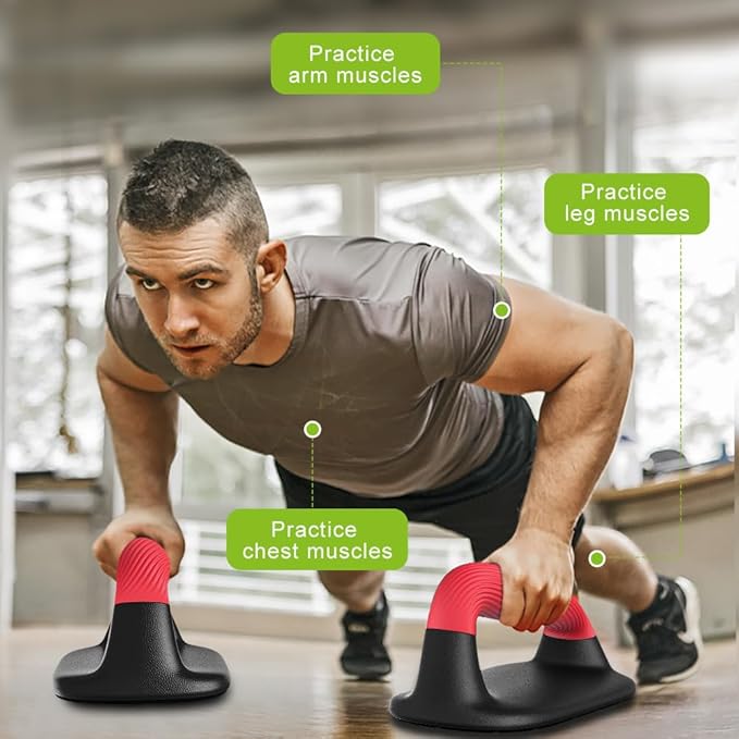 Kipika Push Up Bars, Pushup Stands With Thickened Soft Plastic Handle, Stable and Non-Slip Base, Pushup Handles Perfect for Floor Strength Training-FlexoryFit