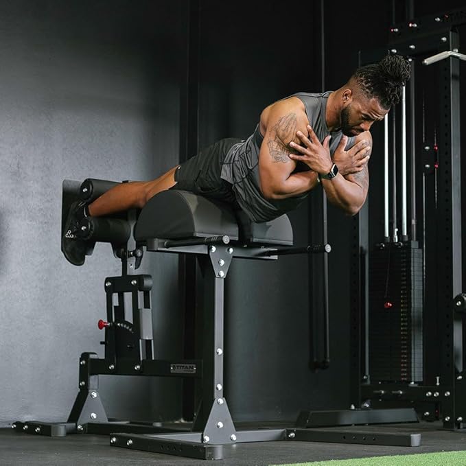Titan Fitness Glute and Ham Developer, Adjustable GHD Machine, Comfortable Padding, Durable Steel Build, Workout Equipment for Commercial and Home Gym