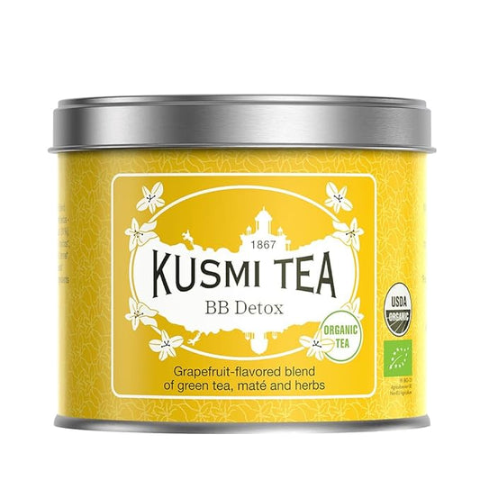 Kusmi Tea - BB Detox - Iconic Detox Tea - 100% Organic - Blend of Green Tea, Mate & Grapefruit - Organic Flavored Yerba Mate Tea - Loose Leaf - Tin Box of 3.5 oz - Quantity for about 50 cups-FlexoryFit