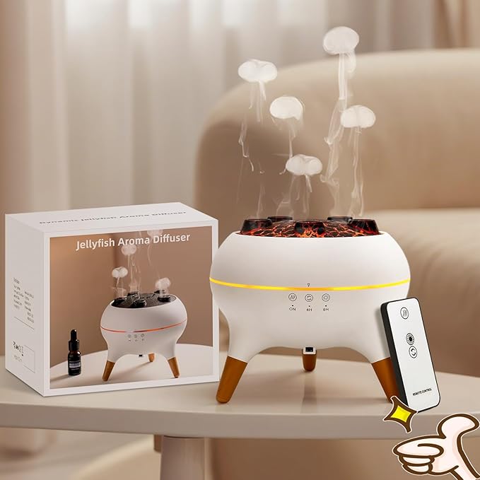 Jellyfish Diffuser, 0.66gal(250ml) Remote Control 7 Colors LED Lights, Easy Clean & Top Fill, Quiet with Ultrasonic, Cool Mist Humidifier for Travel Office Bedroom Baby Nursery