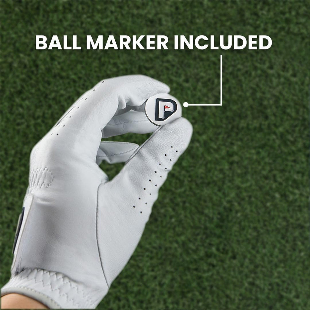 PUR3 3 Pack Golf Gloves Men Right Handed & Left Handed Golfer | Premium Cabretta Leather - Super Soft Feel - Men's Golf Glove with Ball Marker