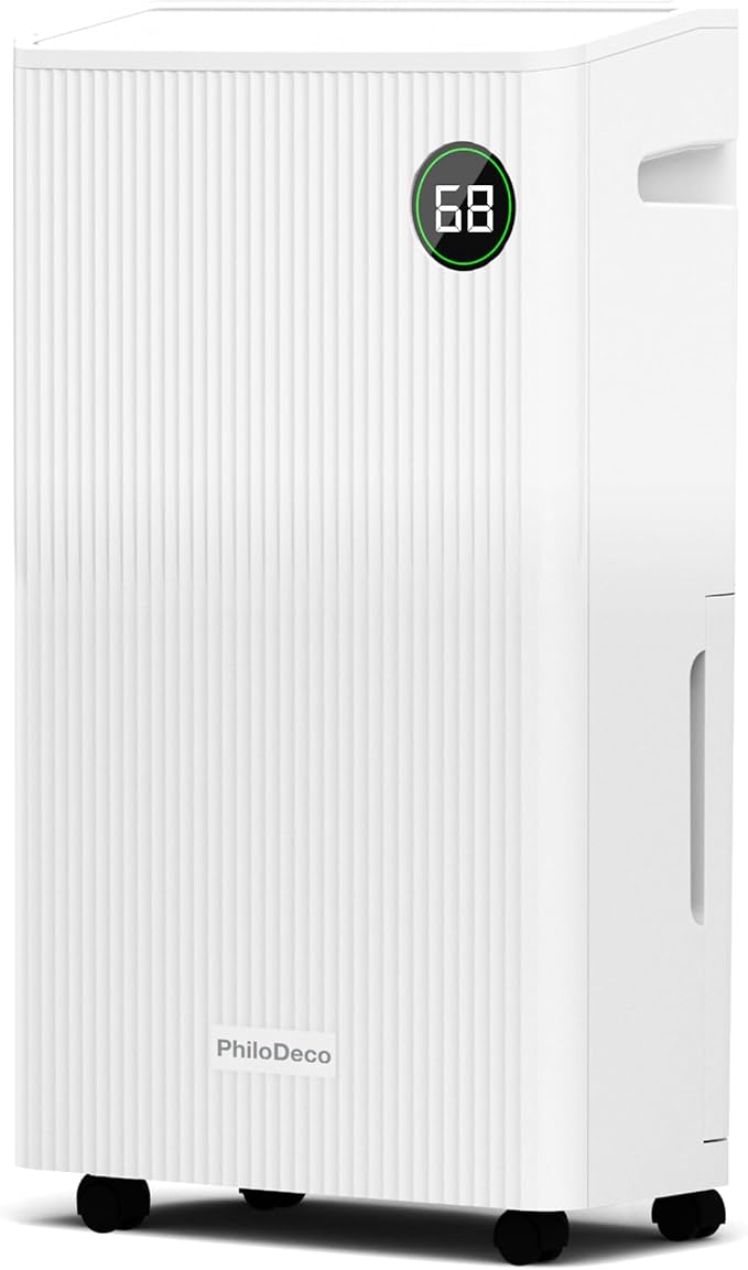 PHILODECO 80 Pint 4500 Sq.Ft Dehumidifier with Drain Hose, Automatic Defrosting, Intelligent Humidity Control with 24HR Timer, Smart Quiet Dehumidifier, for Basement, Bathroom, Bedroom, Home, White
