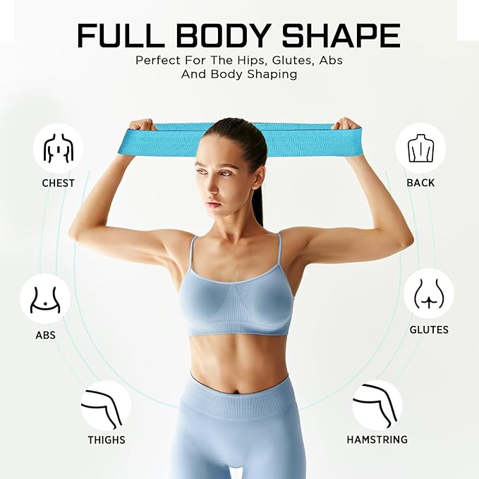 12 Pcs Fabric Resistance Bands for Working Out Booty Workout Stretch Exercise Bands Non Slip for Legs Squat Resistance Loop for Women Men Starter Butt Hip Thigh Fitness-FlexoryFit