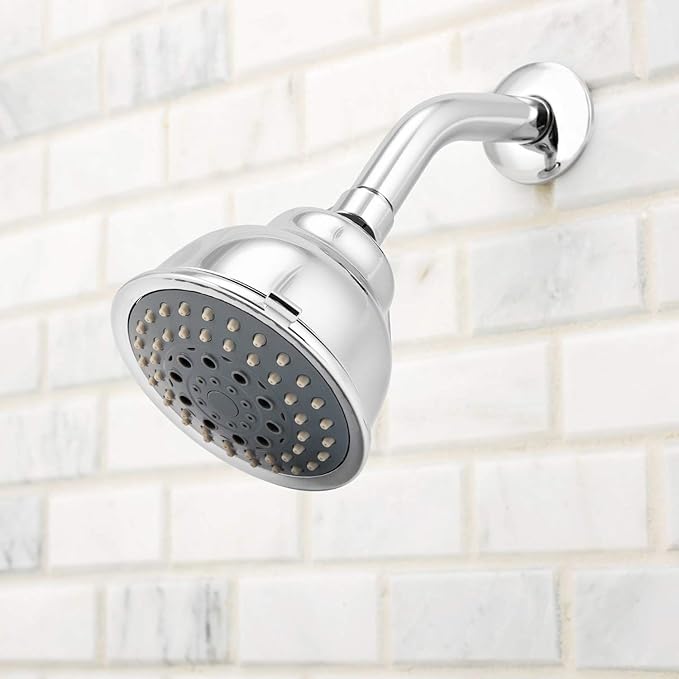 Voolan High Pressure Shower Head with Shower Arm - 5 Function Rain Shower Head - Comfortable Shower Experience Even at Low Water Flow - Chrome
