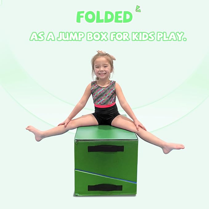 Kangaroo Hoppers Incline Gymnastics Mat, 48”x24”x14” / 56"x28"x15" / 34”x24”x13” Folding Wedge for Kids Tumbling, Skill Training, Multiple Colors Cheese Mat for Gymnastics, Home Gym Exercise-FlexoryFit