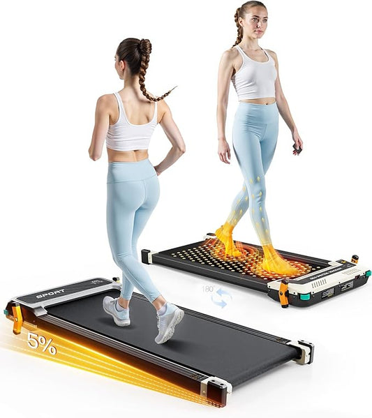 Walking Pad with Incline - Dual-Sided 2 in 1 Under Desk Treadmill with Shiatsu Foot Massager, 330LBs Walking Pad Treadmills for Home and Office, LED Display and Remote Control