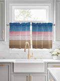 Blue Pink Brown Gradient Wood Grain Window Valance Curtains, Vintage Wood Board by IDOWMAT