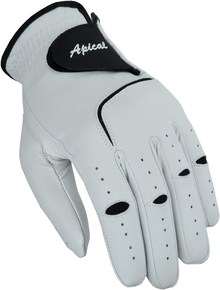 Apical Premium Leather Golf Glove Stable Grip Mens Golf Gloves Durable Value Pack (Pack of 3) Genuine Cabretta Leather Golf Gloves Men Left Hand (Regular Sizes)
