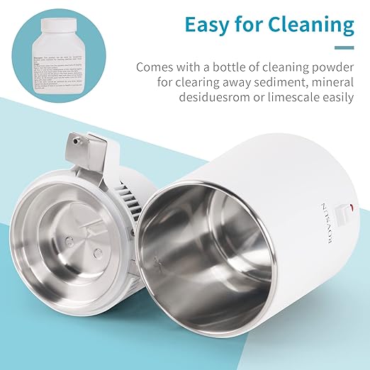 ROVSUN【Upgraded】1.1 Gallon/4L Water Distiller w/Flame-Retardant Material, BPA-Free Container & Stainless Steel Interior for Home, Distilled Water Machine Countertop, Distilling Pure Water Maker, 750W