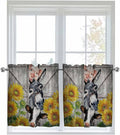 Farmhouse Half Window Curtain 36 Inches Long, Vintage Sunflowers Animals by Unknown
