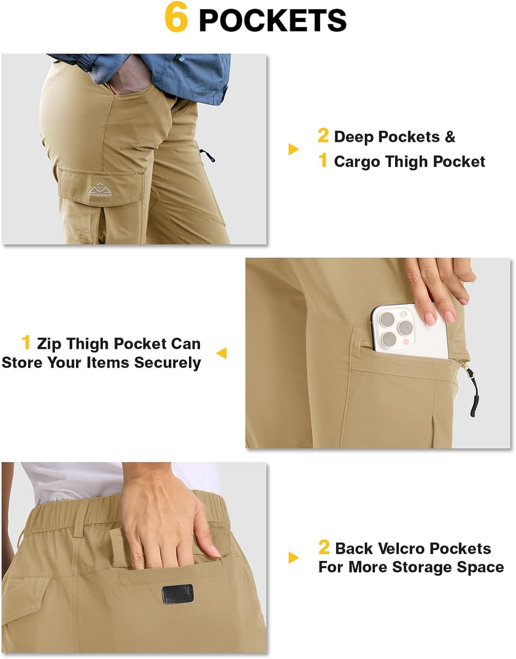 TBMPOY Women's Hiking Cargo Pants Lightweight Water Resistant Quick Dry Fishing Camping Travel Work Pant with 6 Pockets