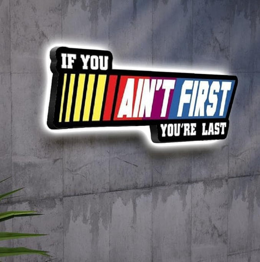 NEONSIGN If You Ain't First You Are Last LED Neon Sign Gym Motivation Lightbox Fitness Wall Decor with USB Powered Dimmable for Gym Home Fitness Decoration (18x7 inches)
