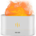 Essential Oil Diffuser, Flame Air Humidifier with Fire Led Light - 2 Rightness, 180mL Capacity (8 Hours), Auto-Off Protection Air Diffuser for Home Bedroom Office Gifts(White)