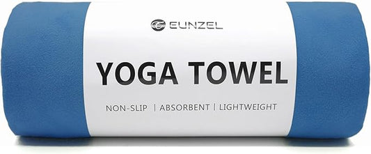 Eunzel Hot Yoga Towel Non Slip Yoga Mat Towel Non-Slip Sweat Absorbent Microfiber Towel for Hot Yoga, Pilates and Workout 72" x 26.5", Navy-FlexoryFit