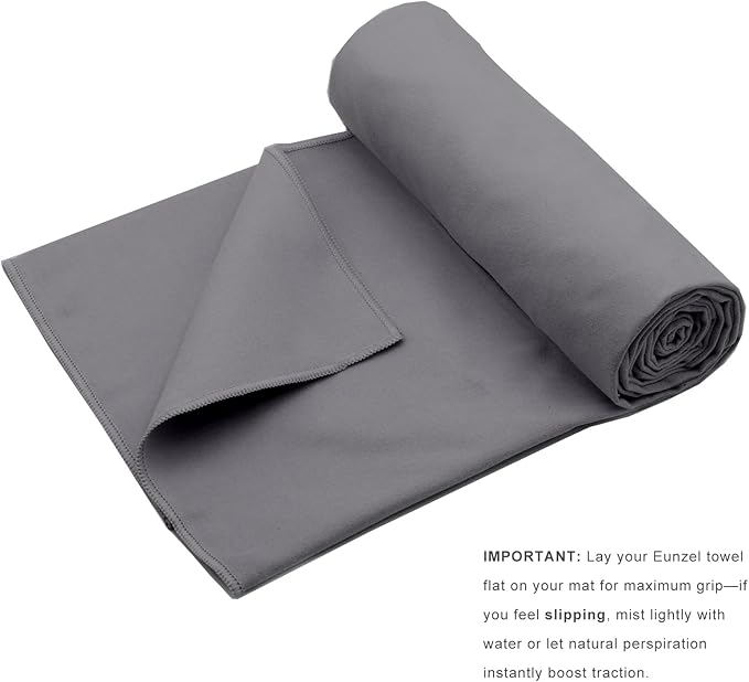 Eunzel 2 Pack Hot Yoga Towel Non Slip Yoga Mat Towel Non-Slip Sweat Absorbent Microfiber Towel for Hot Yoga, Pilates and Workout 72" x 26.5",Dark Grey-FlexoryFit