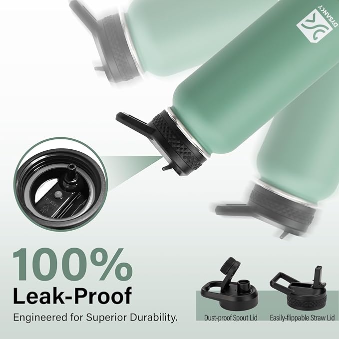 Insulated Water Bottle | Thickened Stainless Steel Vacuum Metal | Portable Sports Water Jug for Gym and Hiking with Straw, Carrier Bag, Handle Strap | BPA-Free 32 oz-FlexoryFit