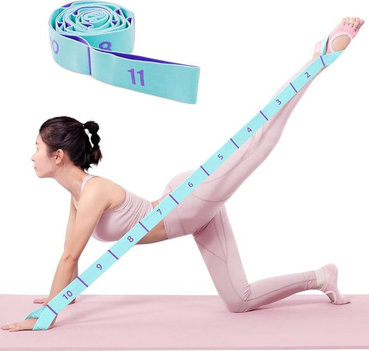11 Loops Stretch band - Yoga, Pilates, Ballet, and Physical Therapy Stretching strap for Flexibility, Leg Stretching, and Exercise - Durable Stretching equipment for Dance and Fitness-FlexoryFit