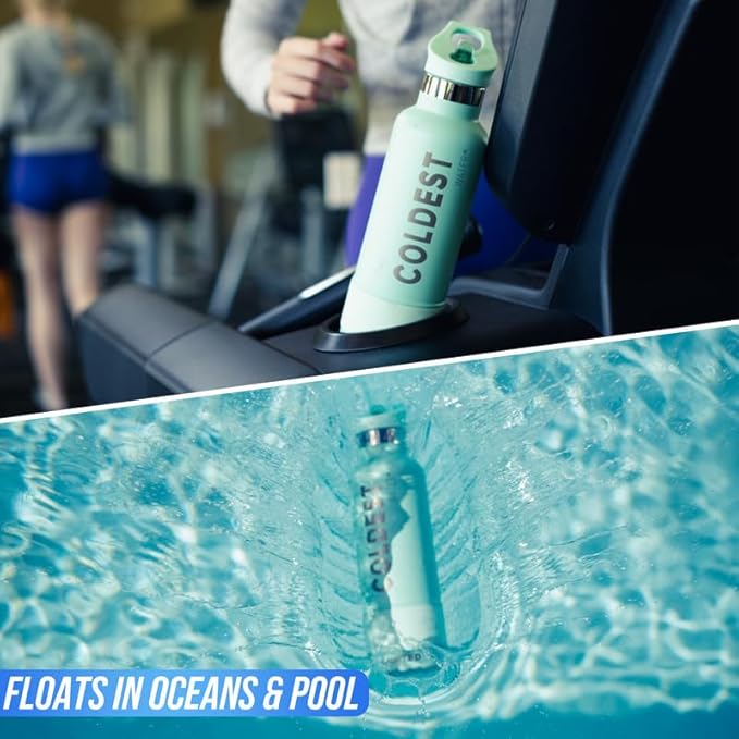 Coldest Insulated Water Bottle with Straw Lid - Stainless Steel Metal Insulated Bottle for Men & Women (Black Leopard, 32 oz)