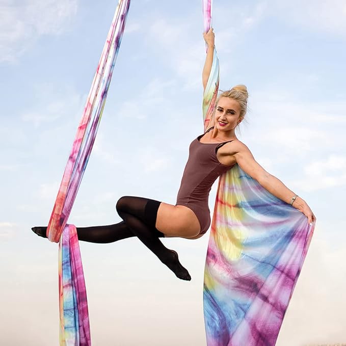 PRIOR FITNESS Aerial Silks Kit Colorful 9/15/20 Yards 40D Nylon Fabric Hammock Set With Hardware & Guide for All Levels Of Aerial Yoga Practice and Acrobatic Flying For Adults Aerial silk-FlexoryFit