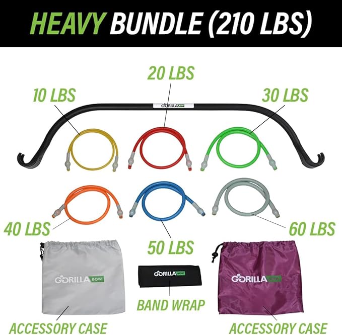 Lite Gorilla Bow Portable Home Gym Resistance Bands and Bar System for Travel, Fitness, Weightlifting and Exercise Kit, Full Body Workout Equipment Set-FlexoryFit