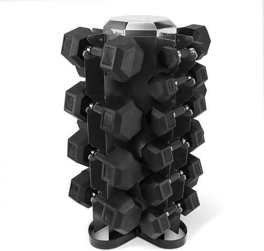 WF Athletic Supply Rubber Encased Hex Dumbbells with Rubber Grip Contoured Handle for Muscle Toning, Strength Building & Full Body Workout-FlexoryFit