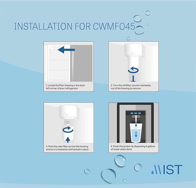 Mist 5231JA2002A Refrigerator Water Filter Replacement for LG LT500P, ADQ72910911, Kenmore 9890, Fridge LFX25974ST – NSF 42 Certified – 3 Pack