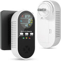 5-in-1 Carbon Monoxide Detectors, Natural Gas Leak Detector, Plug-in & Battery Backup Co Detector, HD Digital Display, CO Gas Temp Humidity Sensor, 1-Pcs, Black