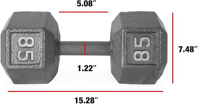 WF Athletic Supply Cast Iron Solid Hexagon Gray/Black Dumbbells, Strength Training Free Weights Set of 2 for Women and Men, Hand Weights Sold by Pairs, Multi-Select Size Options Available-FlexoryFit