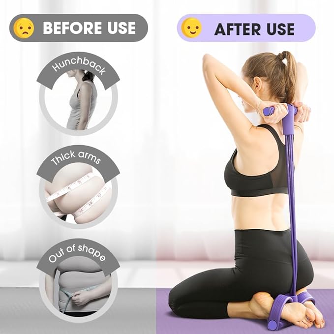 21 Fitness Resistance Bands-6 Tube Pedal Ankle Puller | 2025 Upgrade 6-Level Elastic Exercise Bands with Yoga Pedal | Natural Latex Workout Equipment for Sit Up/ABS/Leg Training (Women & Men)-FlexoryFit