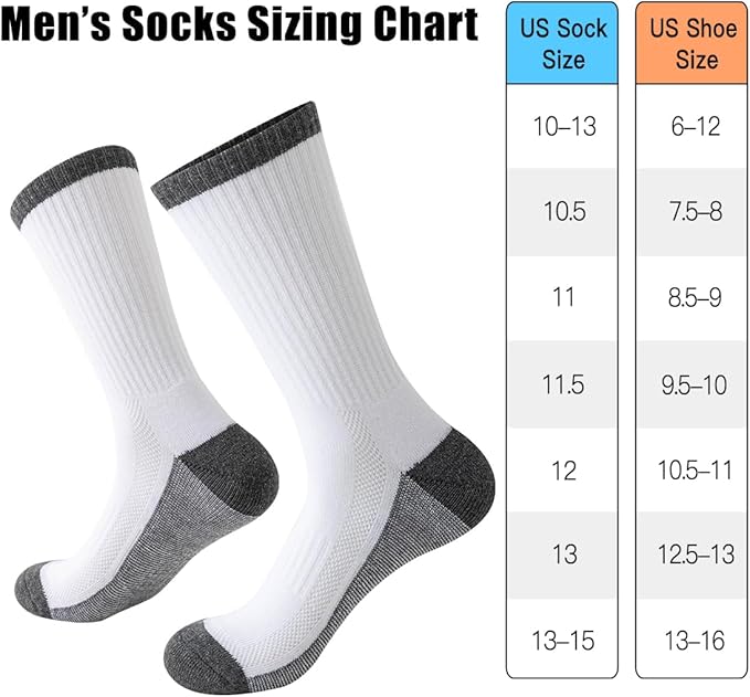 JOYNÉE 8 Pairs Mens Breathable Athletic Crew Socks Arch Support Cushioned Socks for Hiking Sports Running,Sock Size:10-13-FlexoryFit