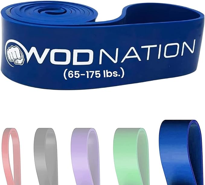 WOD Nation Pull Up Assistance Bands (10-175lbs Band) - Best for Pullup Assist, Chin Ups, Resistance Bands Exercise, Stretch, Mobility Work & Serious Fitness - 41 inch Straps-FlexoryFit