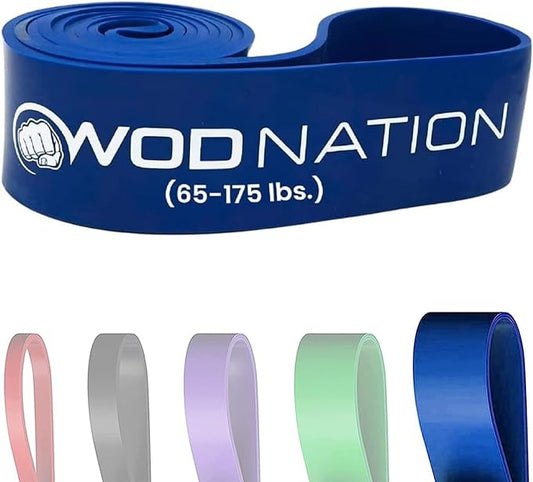 WOD Nation Pull Up Assistance Bands (10-175lbs Band) - Best for Pullup Assist, Chin Ups, Resistance Bands Exercise, Stretch, Mobility Work & Serious Fitness - 41 inch Straps-FlexoryFit