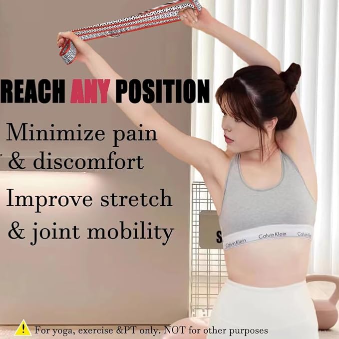 Yoga Exercise Adjustable Straps 8FT with Durable D-Ring for Pilates & Gym Workouts | Hold Poses, Stretch, Improve Flexibility & Maintain Balance-FlexoryFit