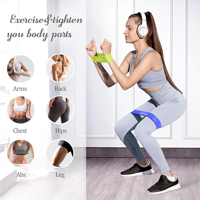 VEICK Resistance Loop Exercise Bands, Elastic Workout Bands for Men Women, Set of 5 Different Resistance Levels Stretch Band for Home Fitness Stretching Strength Training Physical Therap-FlexoryFit