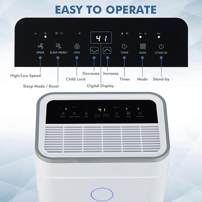 COSTWAY 4000 Sq. Ft Dehumidifier for Basement, 60 Pints Dehumidifier with Drain Hose, 3 Modes, 3-Color Digital Display, 24H Timer, 1.7 Gallon Water Tank, Auto Defrost, Ideal for Home, Large Room