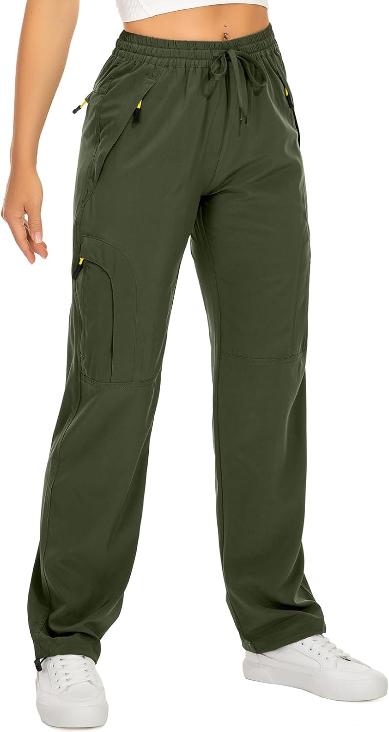 Womens Hiking Pants Quick Dry UPF 50 Lightweight Travel Golf Cargo Safari Pants Zipper Pockets