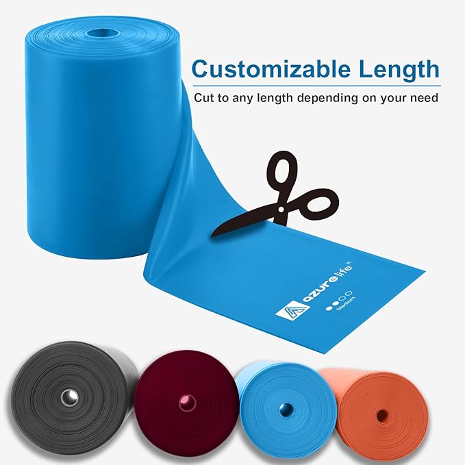 Professional 8 Yards Bulk Resistance Bands Rolls or 5,6,7 ft. Long Non-Latex Elastic Exercise Bands, Stretch Bands for PT, Yoga, Pilates, Rehab, at-Home or The Gym Workouts-FlexoryFit