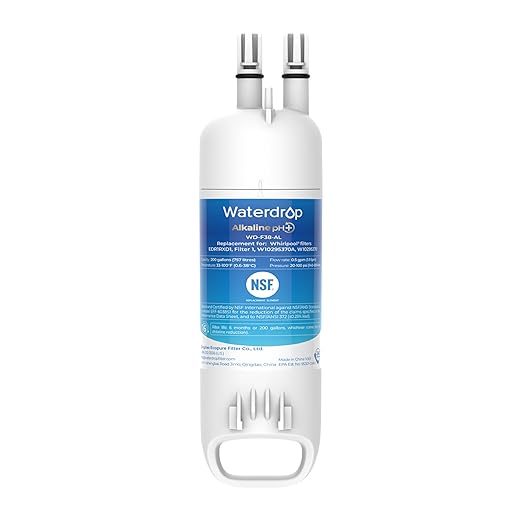 Waterdrop 𝐀𝐥𝐤𝐚𝐥𝐢𝐧𝐞 W10295370A Replacement for Everydrop® Filter 1, EDR1RXD1, EDR1RXD1B, P8RFWB2L, P4RFWB, Kenmore® 46-9081, 46-9930, WD-F38, 𝐄𝐧𝐡𝐚𝐧𝐜𝐞𝐬 𝐩𝐇 Refrigerator Water Filter