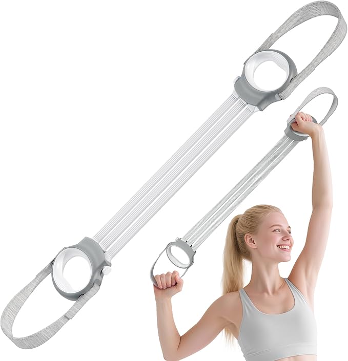 Figure 8 Fitness Resistance Bands with Handles, 20-60lb Adjustable Elastic Excercise Band, Non-Slip Fabric Silicone Bands for Strength Stretch Flexibility Training Arms Back Shoulder Chest Legs-FlexoryFit