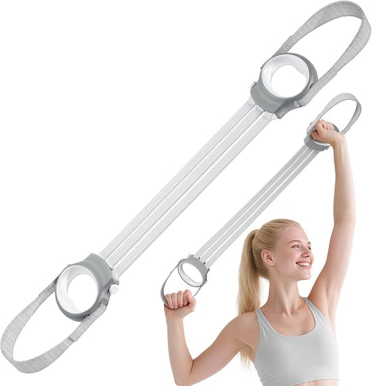 Figure 8 Fitness Resistance Bands with Handles, 20-60lb Adjustable Elastic Excercise Band, Non-Slip Fabric Silicone Bands for Strength Stretch Flexibility Training Arms Back Shoulder Chest Legs-FlexoryFit