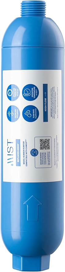 Mist 40043 Replacement for Camco RV Inline Water Filter 40043, 40013, 40041, with Flexible Hose Protector. Reduces Bad Taste, Odors, Chlorine, Lead and Sediment, 3 Pack