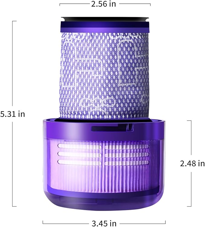 3 Pack Filter Replacement for Dyson V12 Detect Slim, V12 Slim Absolute, V12 Slim Motorhead,V12 Detect Slim Fluffy,3 Filters and 1 Clean Brush,Compare to Part 971517-01